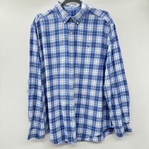 Vineyard Vines Cotton Brushed Flannel Whale Shirt Sz XL Blue White Plaid Preppy